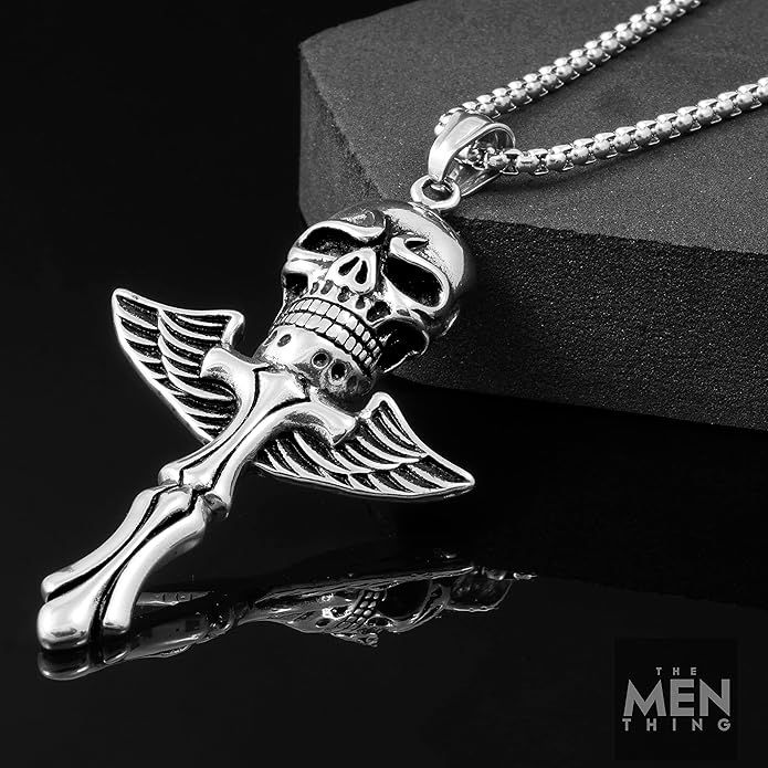 MEN'S outlet SOLID SILVER SKULL CROSS PENDANT