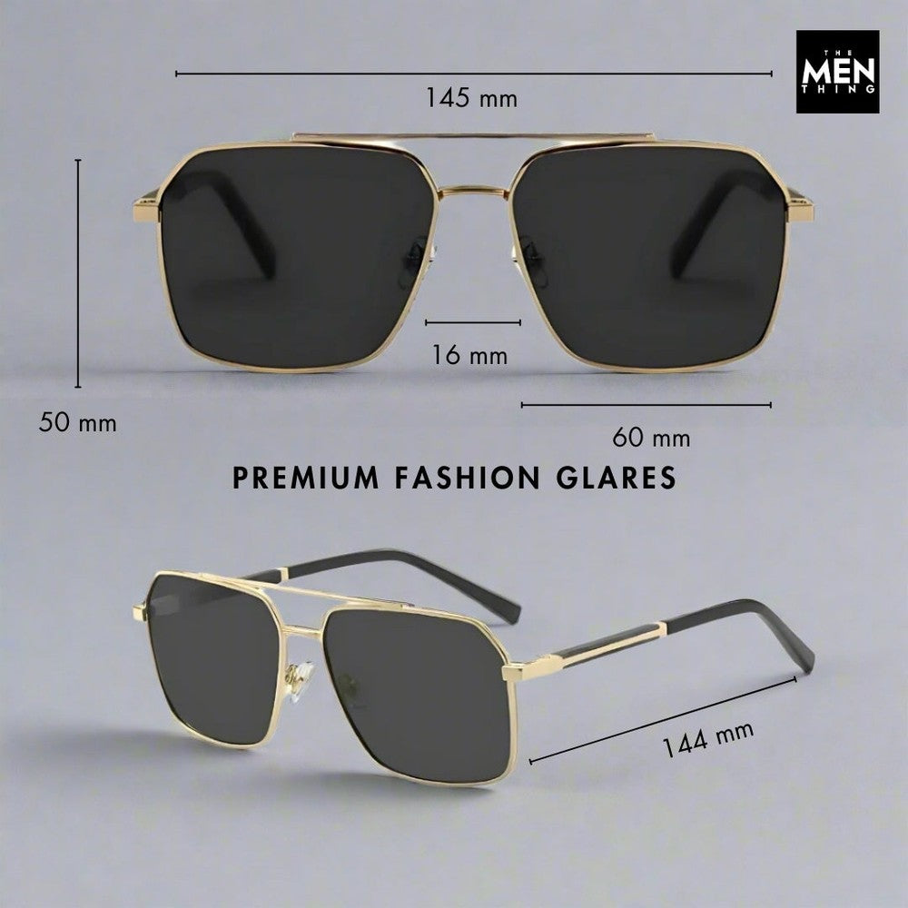 2124 BOLD HORIZON -  Rectangular Aviator  Style - HD Polarised Sunglasses for Men - UV400 Protection, Stainless Steel Frame