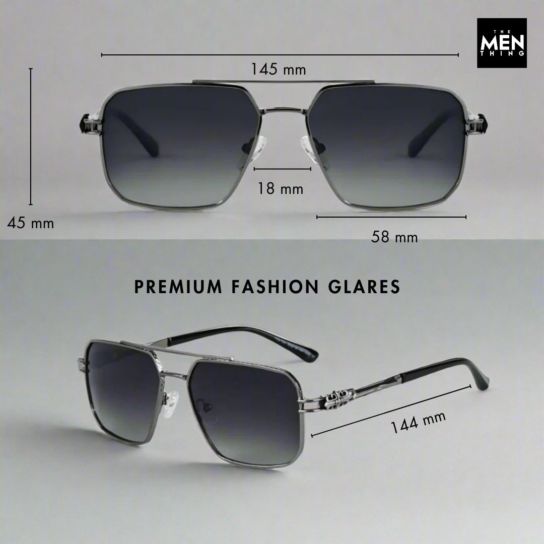 2164 Heritage - Square Aviator  Style - HD Polarised Sunglasses for Men - UV400 Protection, Stainless Steel Frame