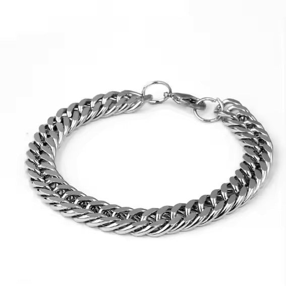 CLASSIC CURB CHAIN BRACELET - 10m Pure Titanium Steel Bracelet with Magnetic Buckle for Men & Boy (8 inch)