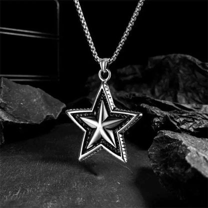 THE MEN THING Alloy Star Pendant with Pure Stainless Steel 24inch Chain for Men, American trending Style - Round Box Chain & Pendant for Men & Boy