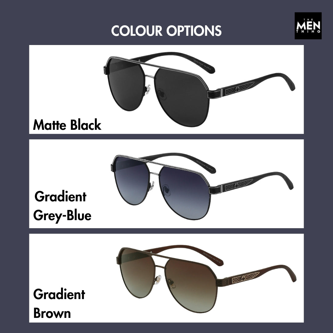 2105 Dark Hex -  Aviator  Style - HD Polarised Sunglasses for Men - UV400 Protection, Stainless Steel Frame, Matte Black (Copy)