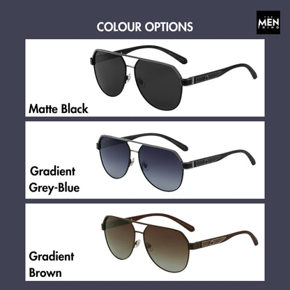 2105 Dark Hex -  Aviator  Style - HD Polarised Sunglasses for Men - UV400 Protection, Stainless Steel Frame, Matte Black (Copy)