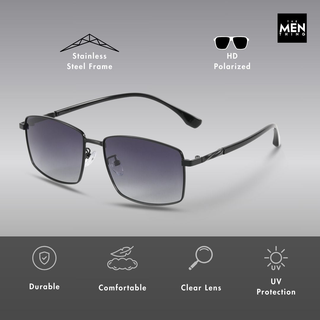 J3351 - MISTY NOIR - HD Polarised Sunglasses for Men - UV400 Protection, Stainless Steel Frame - Gunmetal Frame with Brown Lens