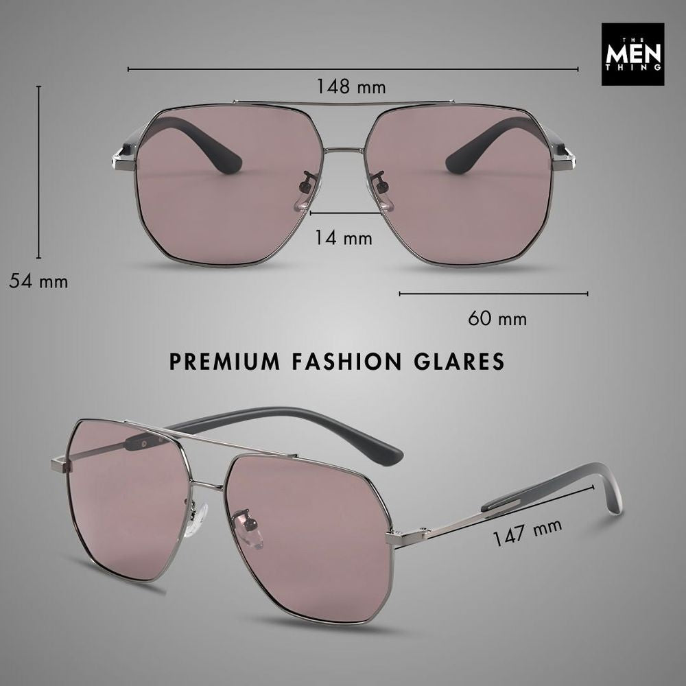 J3354 - NOVA SHADE - HD Polarised Sunglasses for Men - UV400 Protection, Stainless Steel Frame - Gunmetal Frame with Grey Pink Lens