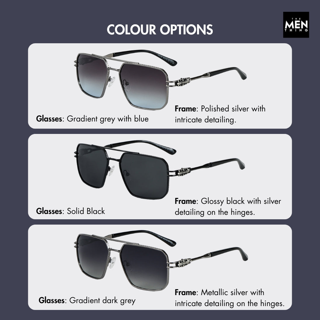 2164 Heritage - Square Aviator  Style - HD Polarised Sunglasses for Men - UV400 Protection, Stainless Steel Frame