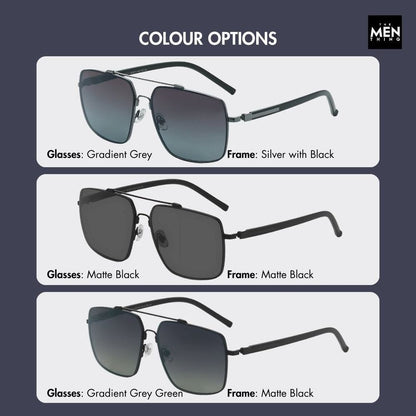 2121 SKYLINE LUXE -  Classic Square Aviator Style - HD Polarised Sunglasses for Men - UV400 Protection, Stainless Steel Frame