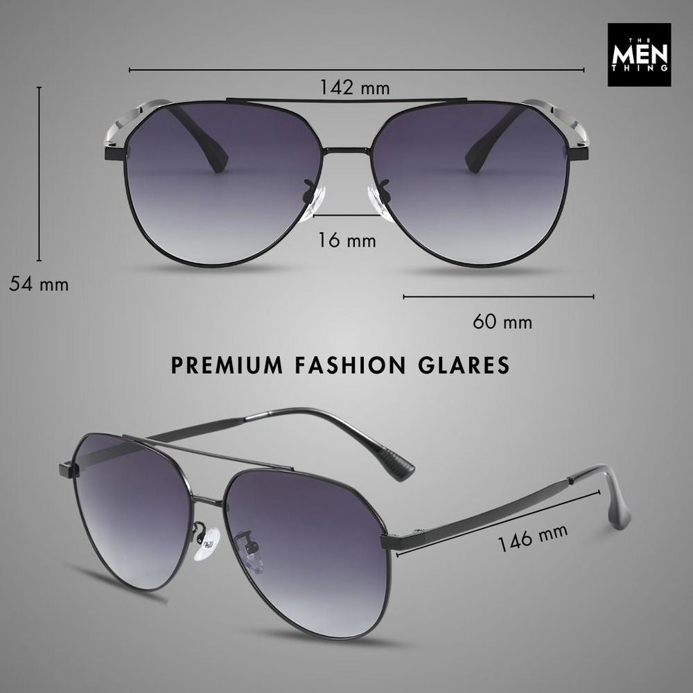 J3352 - AETHER VISION - HD Polarised Sunglasses for Men - UV400 Protection, Stainless Steel Frame - Gold Frame with Gradient Tea Lens