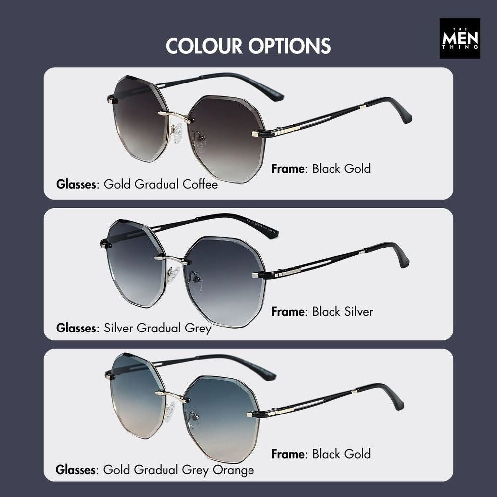 33141 - STEEL PRISM - HD Polarised Sunglasses for Men - UV400 Protection, Stainless Steel Frame - Gold Gradual Coffee