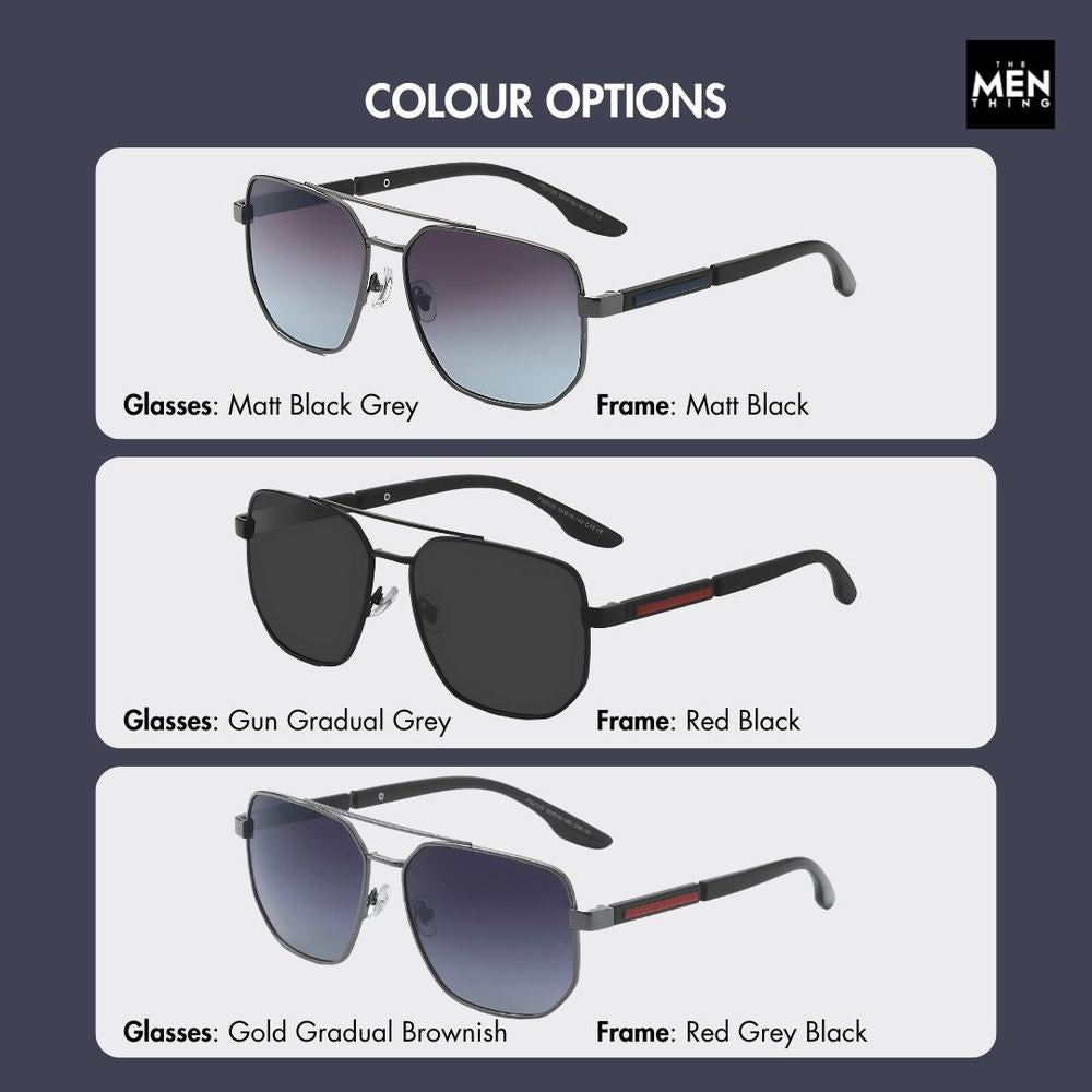 2125 - PRISM NOIR - HD Polarised Sunglasses for Men - UV400 Protection, Stainless Steel Frame - Gun Gradual Blue Grey