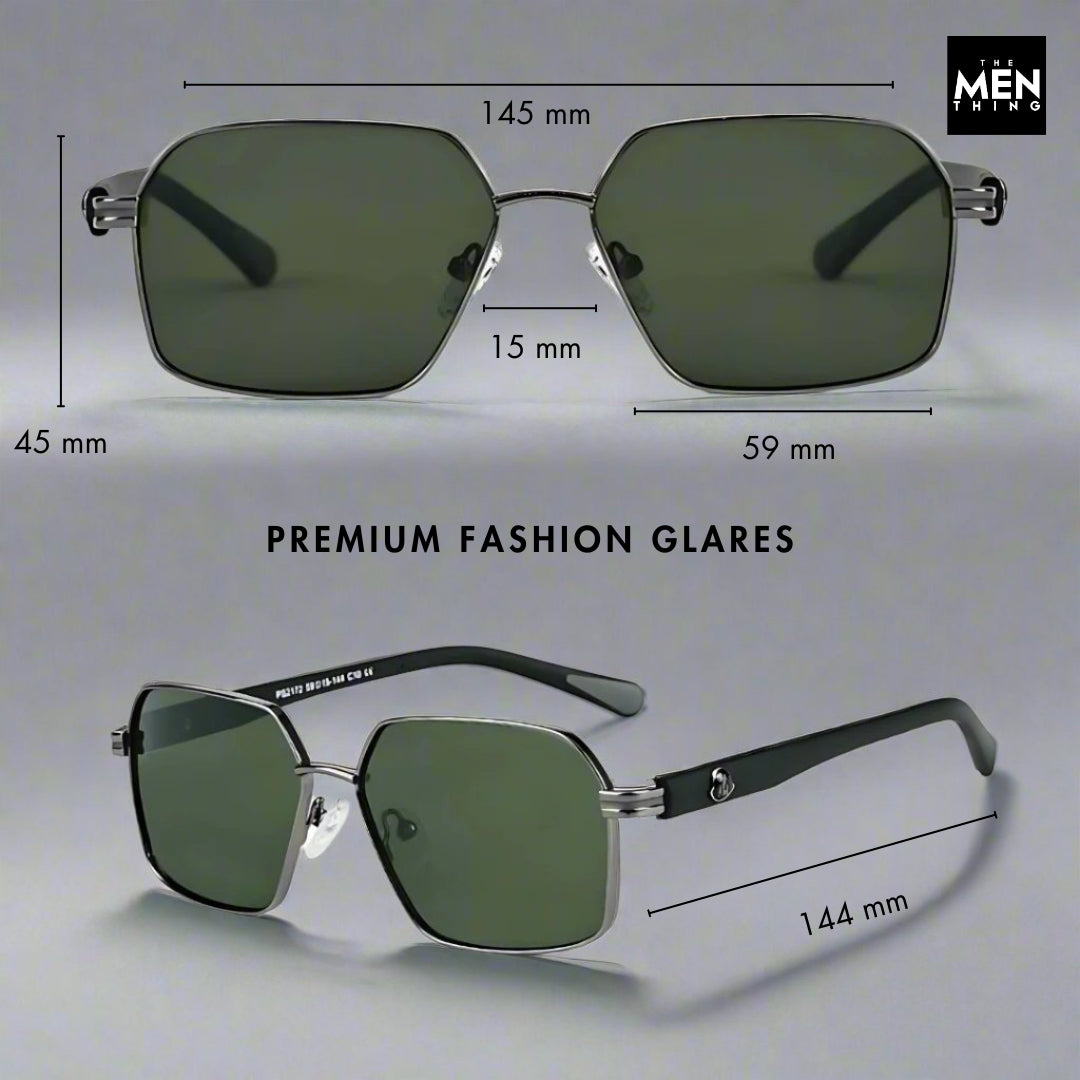 2172 HEX EDGE -  Geomatric Style - HD Polarised Sunglasses for Men - UV400 Protection, Stainless Steel Frame, Matte Black