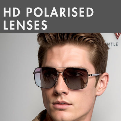 2121 SKYLINE LUXE -  Classic Square Aviator Style - HD Polarised Sunglasses for Men - UV400 Protection, Stainless Steel Frame