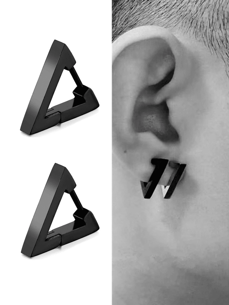 TRIANGLE HOOP - Titanium Steel Stud Earrings for Men & Boys