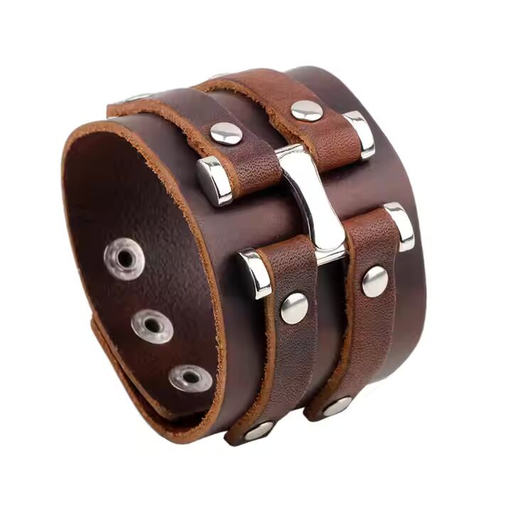 WARFORGE BROWN BAND - Genuine Braided Leather Bracelet Set for Men & Boys (8 inch)