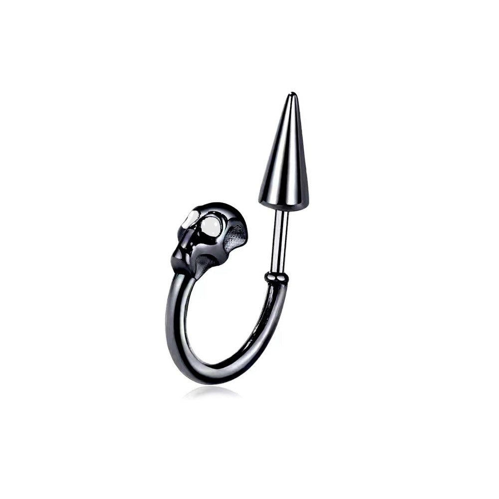 SKULLSCAPE - BLACK  - Pure Titanium Steel Ear Hoop Earrings for Men & Boys