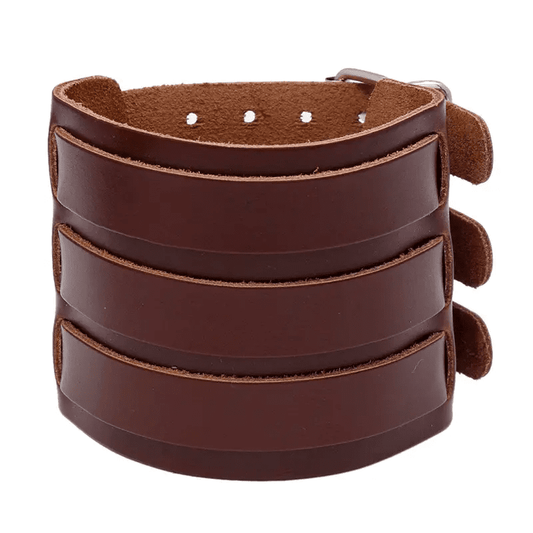 WRAITHBINDER BROWN - Genuine Braided Leather Bracelet Set for Men & Boys (8inch)