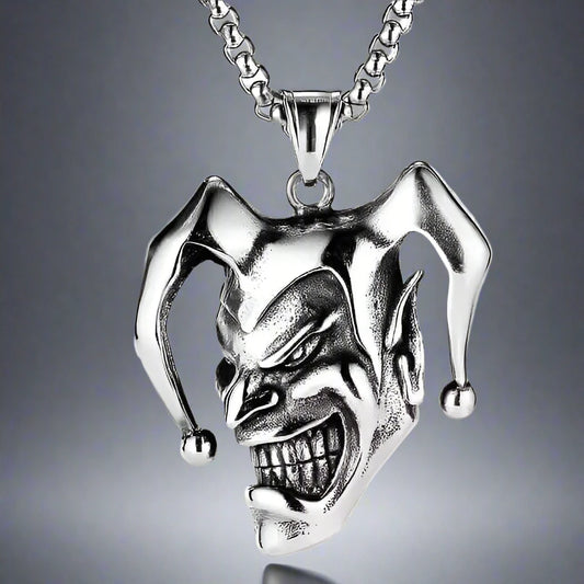 THE MEN THING Alloy Clown Pendant with Pure Stainless Steel 24inch Chain for Men, European trending Style - Round Box Chain & Pendant for Men & Boy