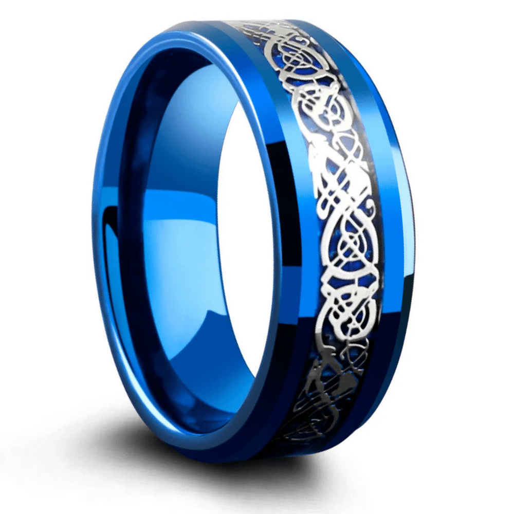 DRACONIC BLUE - Titanium Steel Ring for Men and Boys (Size-22)