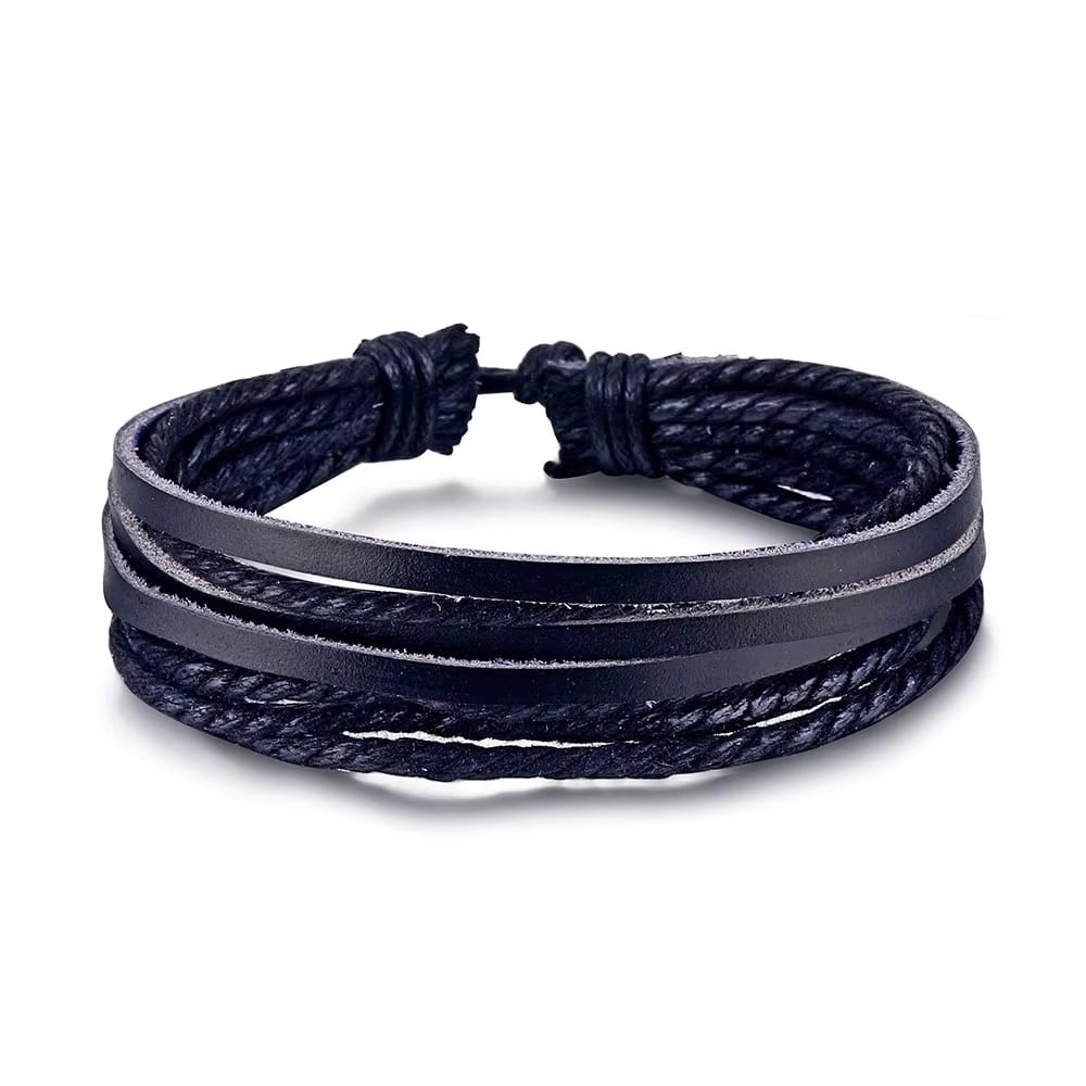 DOMINATOR CUFF - Genuine Braided Leather Bracelet Set for Men & Boys (8 inch)