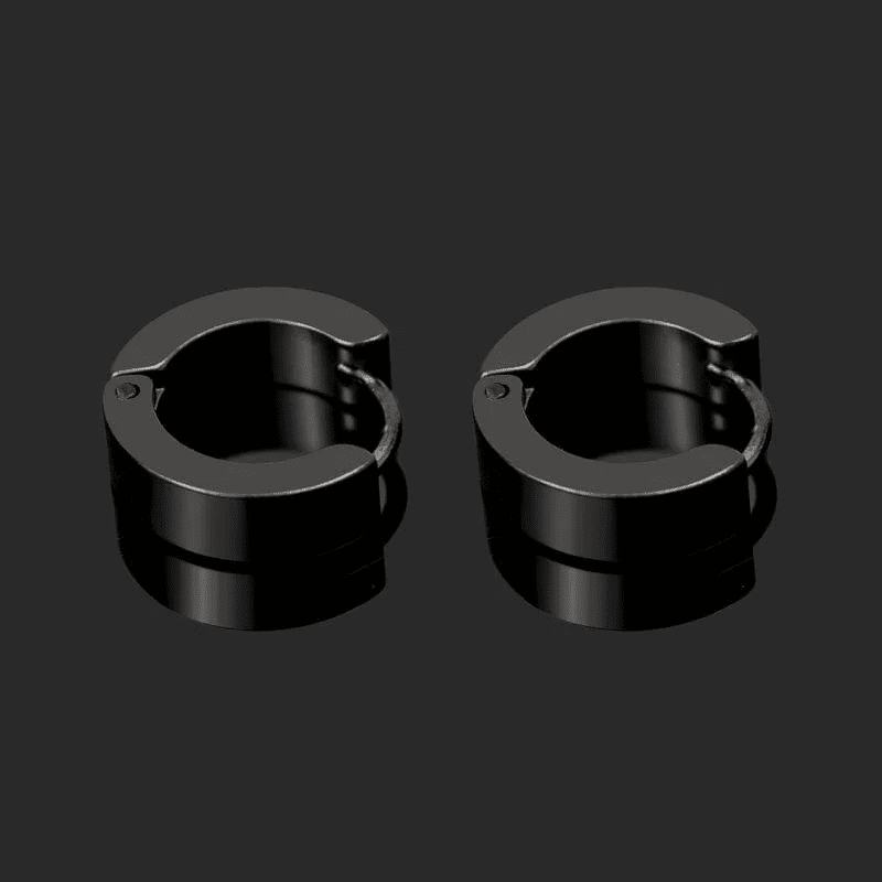 HUGGIE BLACK - Titanium Steel Stud Earrings for Men & Boys