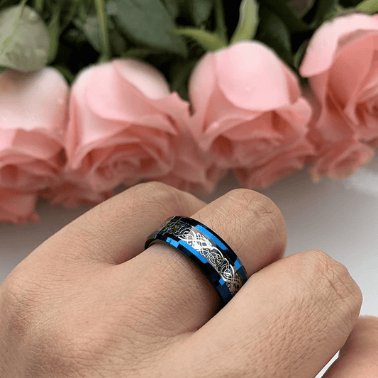 THE MEN THING DRACONIC BLUE - Titanium Steel Ring for Men and Boys (Size-22)