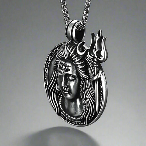 SHIVA SOUL - Pure Vintage Pure Steel Pendant with 24inch Round Box Chain for Men & Boys