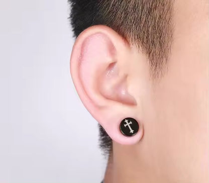 CROSS FOURCHEE - Magnetic Non-Piercing Pure Titanium Steel Studs Earrings for Men & Boys