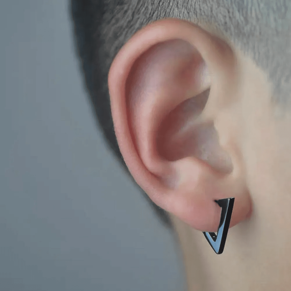 TRIANGLE HOOP - Titanium Steel Stud Earrings for Men & Boys.