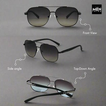 TITAN EDGE -  Aviator Style - HD Polarised Sunglasses for Men - UV400 Protection, Stainless Steel Frame, Matte Black