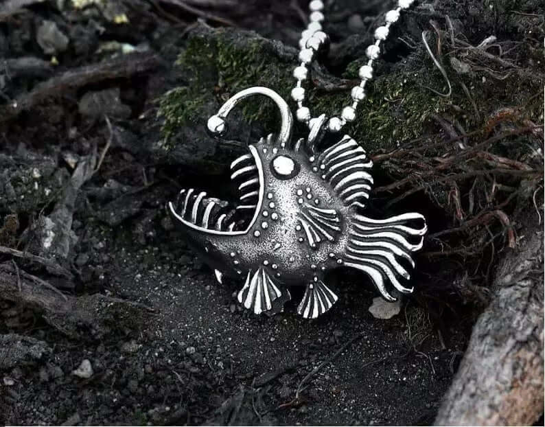 Mens fish pendant on sale necklace