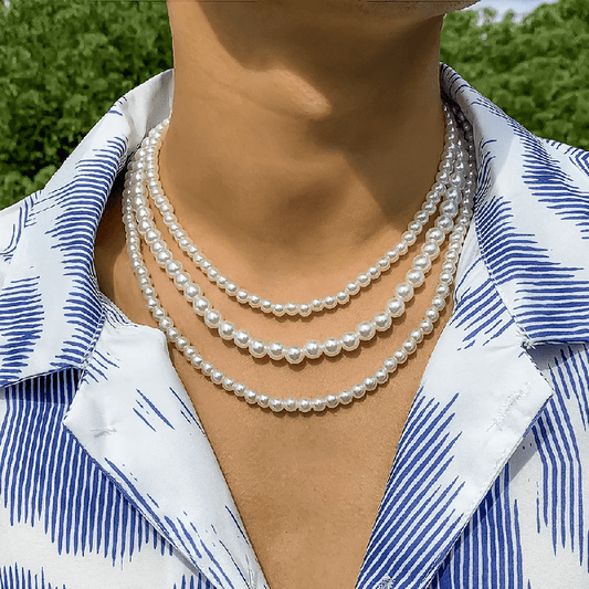 Round Pearl Choker White - Necklace For Men & Boys (16 To 24 Inch) 1Pc.