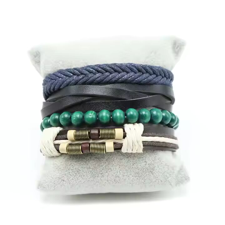 FROSTBORN CUFF - 3 Pcs Genuine Braided Leather Bracelet Set for Men & Boys (8 inch)