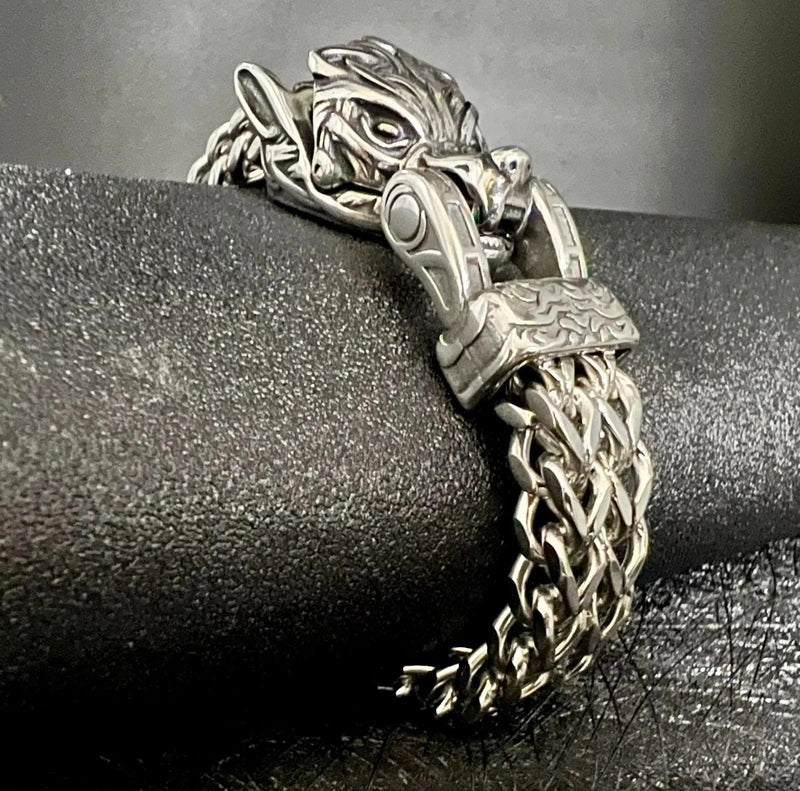 Wolf Head Viking Bracelet, Viking Replica, Viking Arm Ring