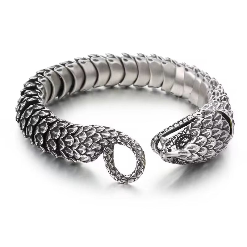 SERPENT - 14mm Pure Titanium Steel Bracelet, Bracelet with hook buckle for Men & Boy (8inch)