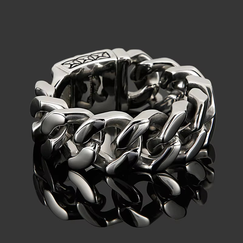 SKULL KING BRACELET - 20mm Pure Titanium Steel Bracelet, Heavy Biker Bracelet for Men & Boy (8inch)