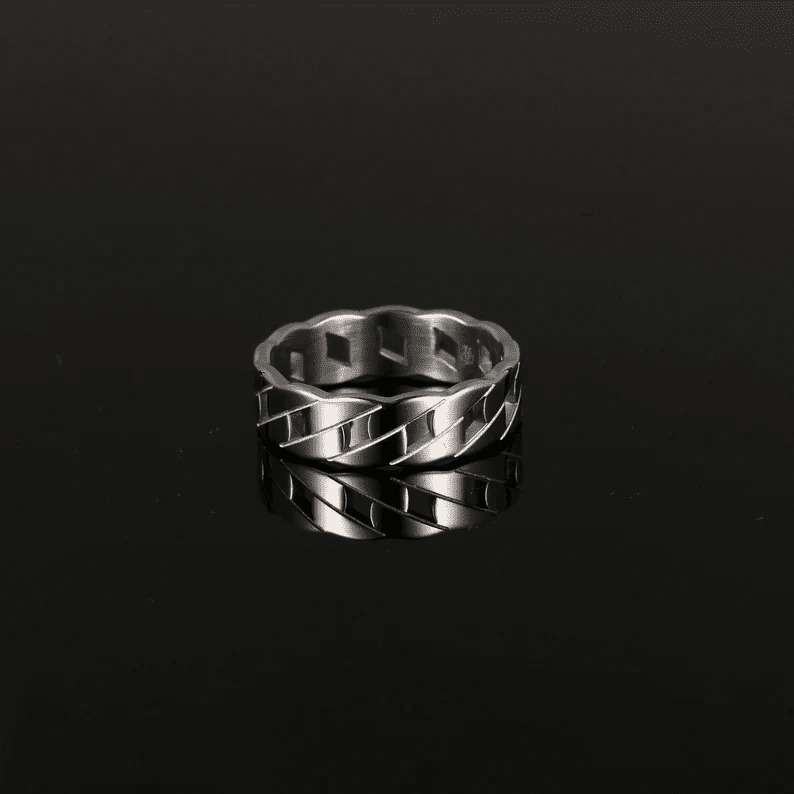 CARIBBEAN TWIST - Titanium Steel Silver Ring for Men and Boys (Size-21)