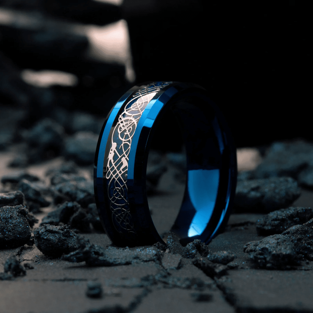 DRACONIC BLUE - Titanium Steel Ring for Men and Boys (Size-22)