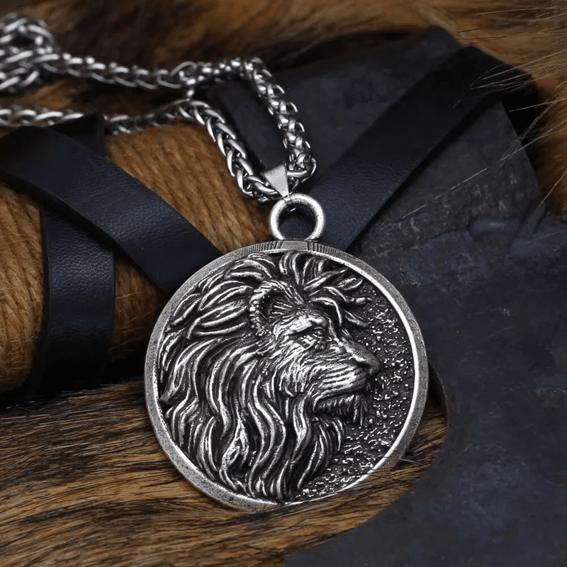 LION KING HEAD - Alloy Pendant with Stainless Steel 24inch Spiga Chain for Men & Boy