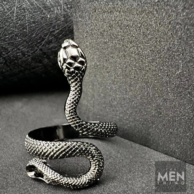 THE MEN THING Alloy Adjustable Vintage Black Snake Ring for Men, American trending Style - Funky, Punk Gothic Rings for Men & Boys