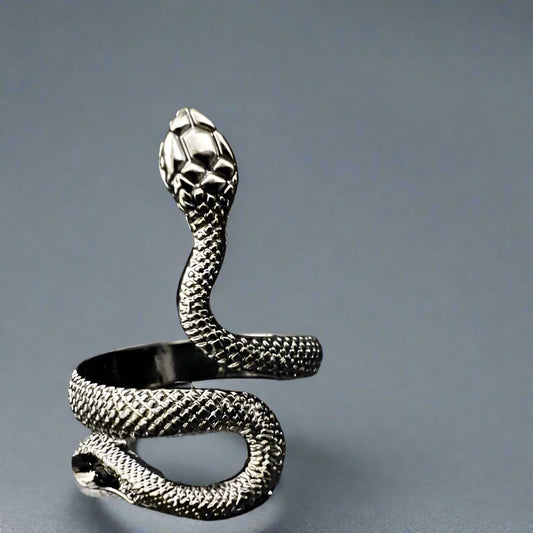 THE MEN THING Alloy Adjustable Vintage Black Snake Ring for Men, American trending Style - Funky, Punk Gothic Rings for Men & Boys