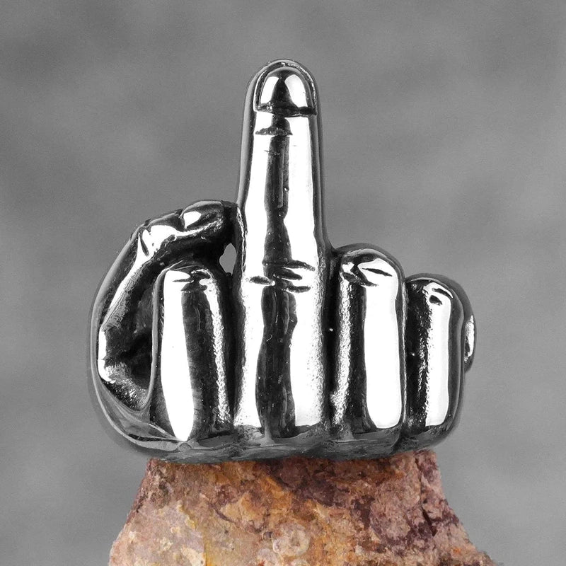 Middle Finger - Titanium Steel Ring For Men (Size 17-21- 24)