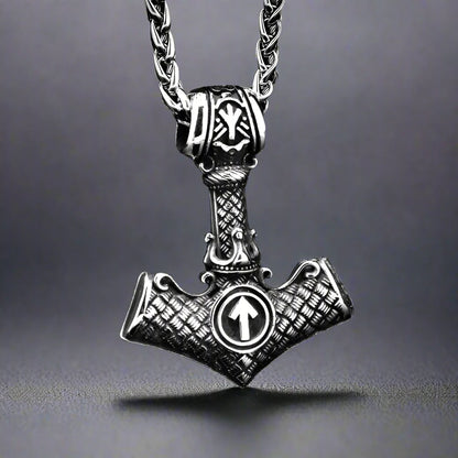 VIKING NORSE MJOLNIR SILVER  - Pure Titanium Steel Necklace with 24 inch Chain for Men & Boys