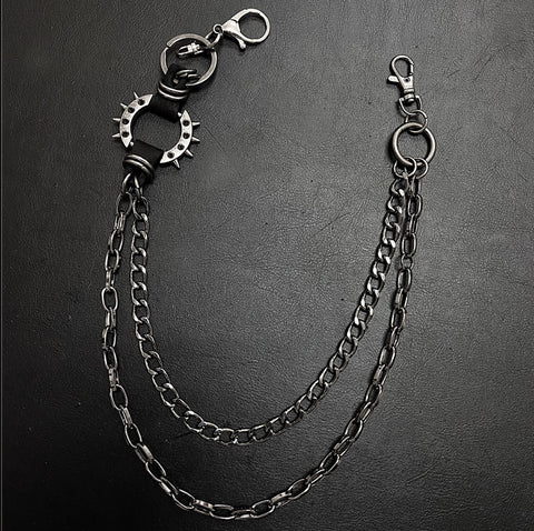 SHADOW LINK CHAIN BLACK - Alloy Wallet Biker Jeans Chain with Lobster Clasps for Men & Boys - 