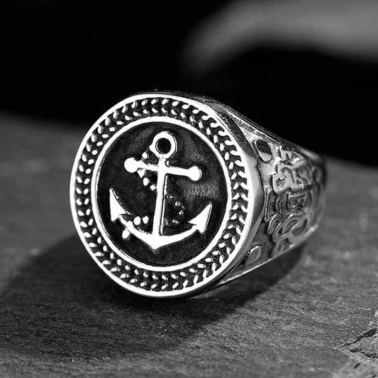 ANCHOR SIGNET - Titanium Steel Ring for Men and Boys (Size-22)