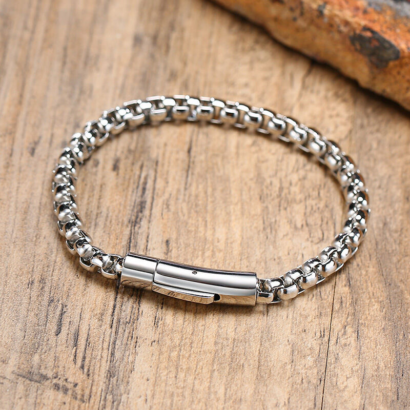 ROLO SQUARE - 5mm Titanium Steel Silver Bracelet for Men & Boys (8 inch)