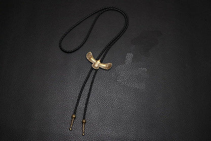 SOARING FALCON - Retro Alloy Pendant Bolo Tie | Adjustable Genuine Leather Cowboy Necktie Necklace for Men & Boys