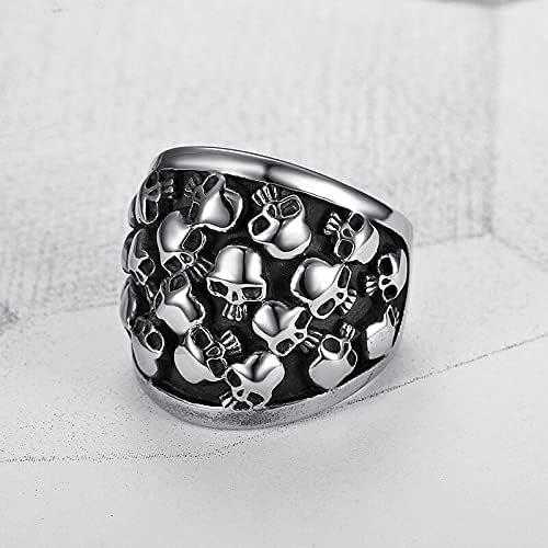 MULTI SKULL HEADS Titanium Steel Ring for Men and Boys (Size-21)