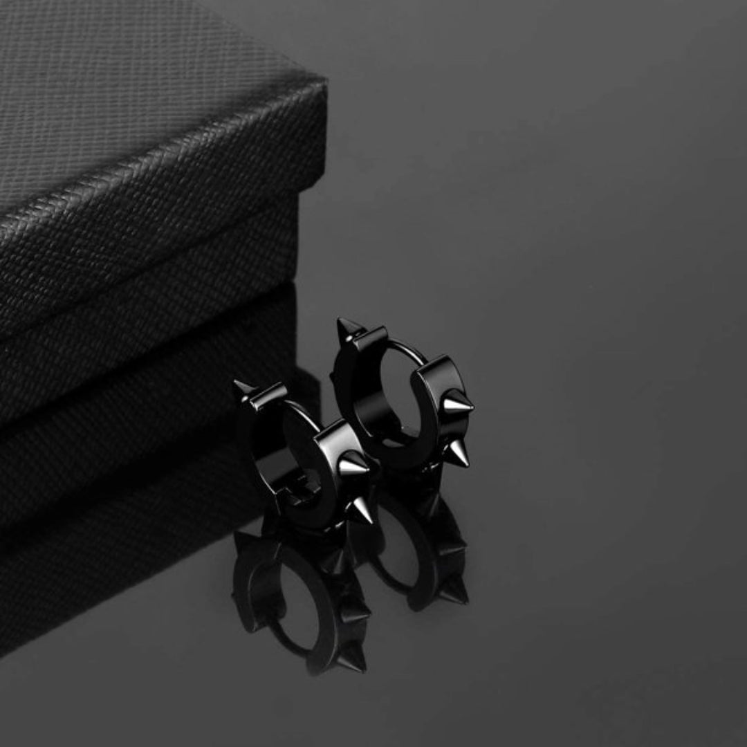 SPYRAL BLACK - Titanium Steel Stud Earrings for Men & Boys