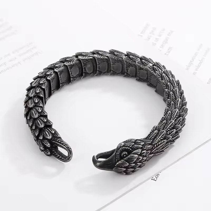 SHADOW SCALE - 14mm Pure Titanium Steel Bracelet, Shadow Scale Bracelet with hook buckle for Men & Boy (8inch)