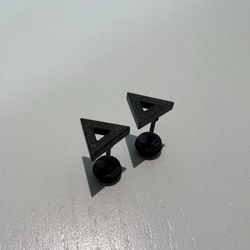 TRINITY TWIST BLACK - Pure Titanium Steel Piercing Ear Earrings for Men & Boys